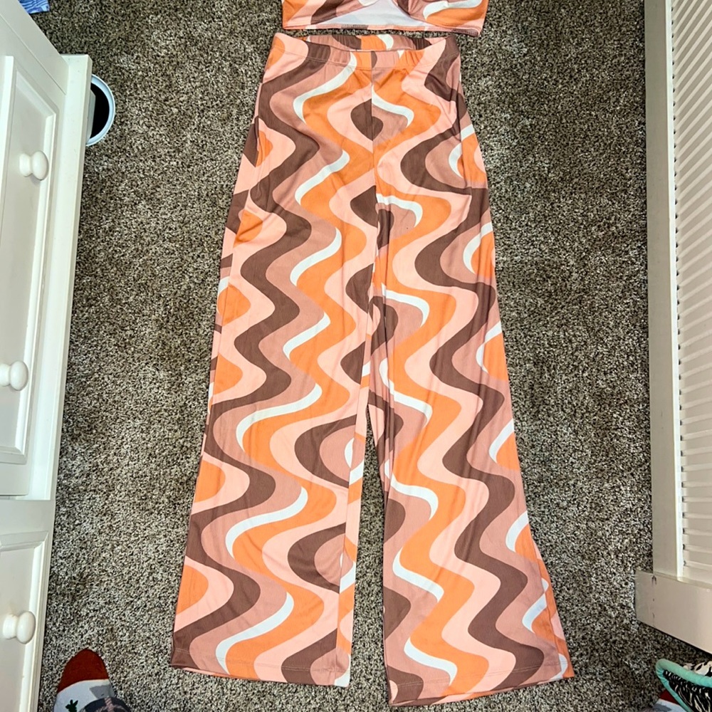 Princess Polly Disco pant set, Orange/tan colored, size 2